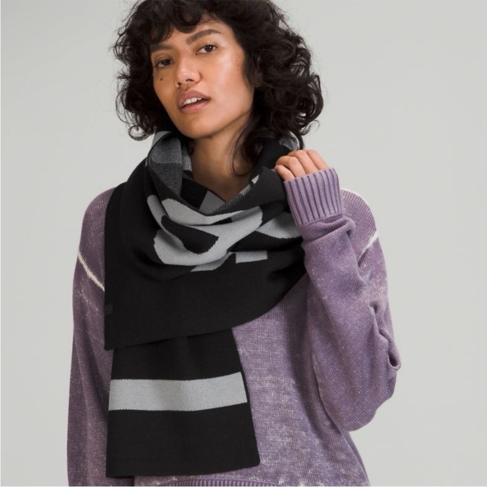 Lululemon Wool-Blend Knit Logo Scarf
